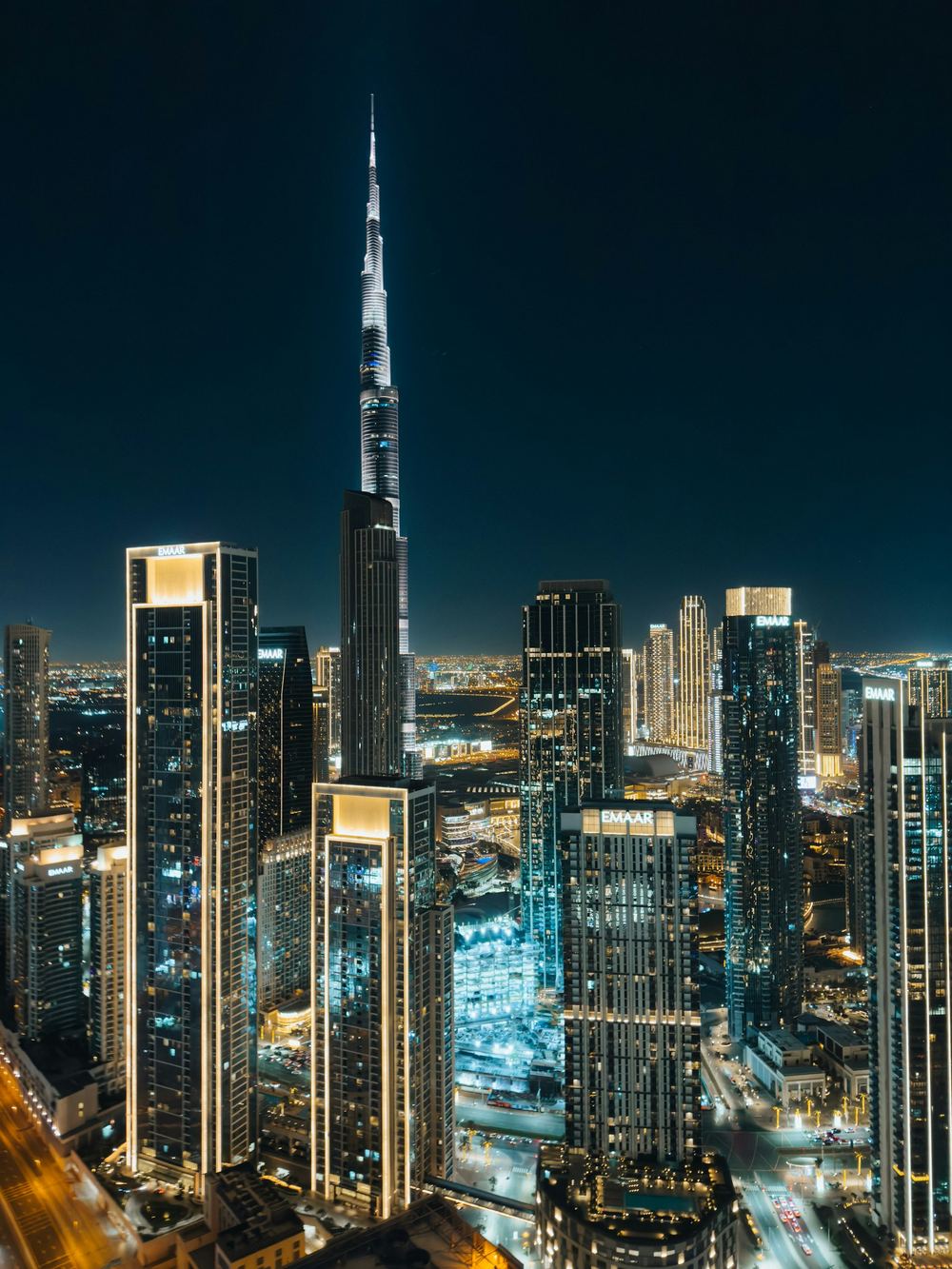 Burj Khalifa și Downtown Dubai, noaptea